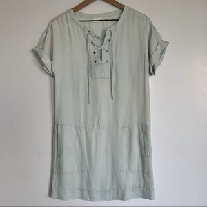 RD Style | Lace Up Faded Chambray Dress